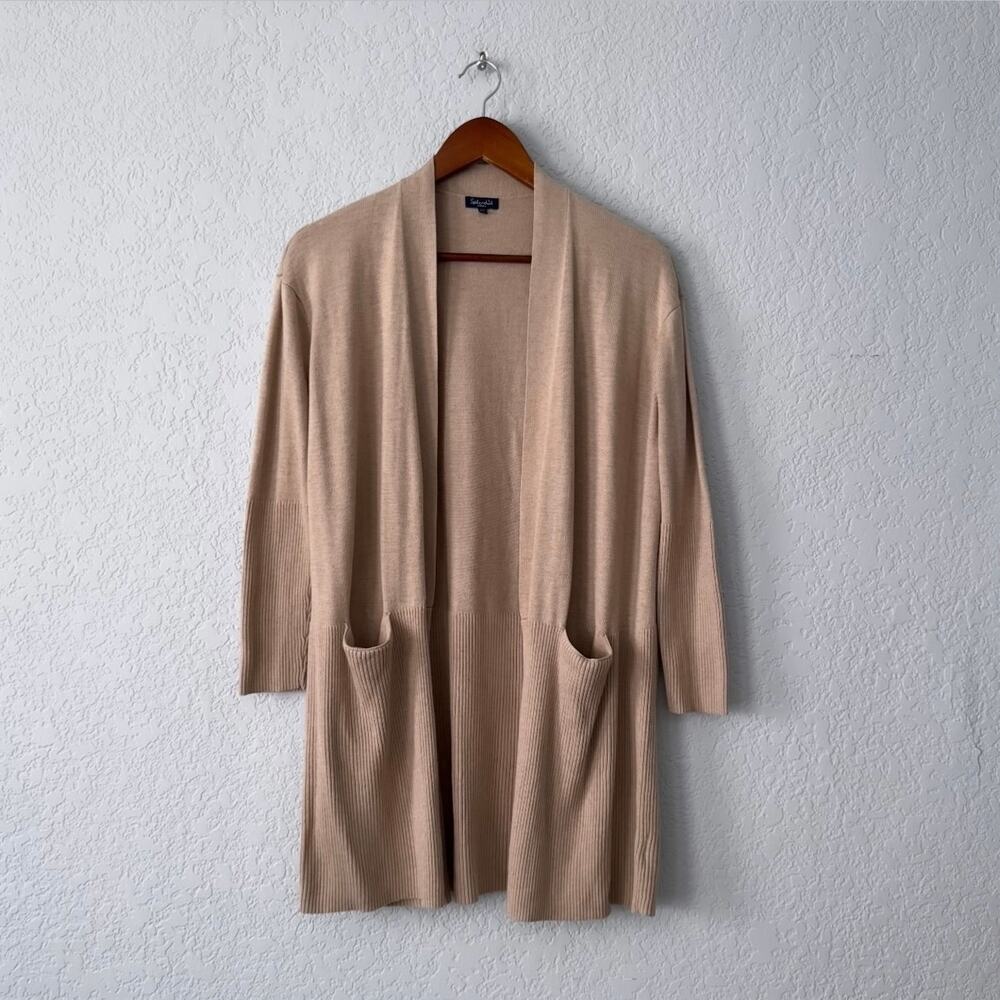 splendid tan beige cashmere blend long sleeve ribbed cardigan size xs